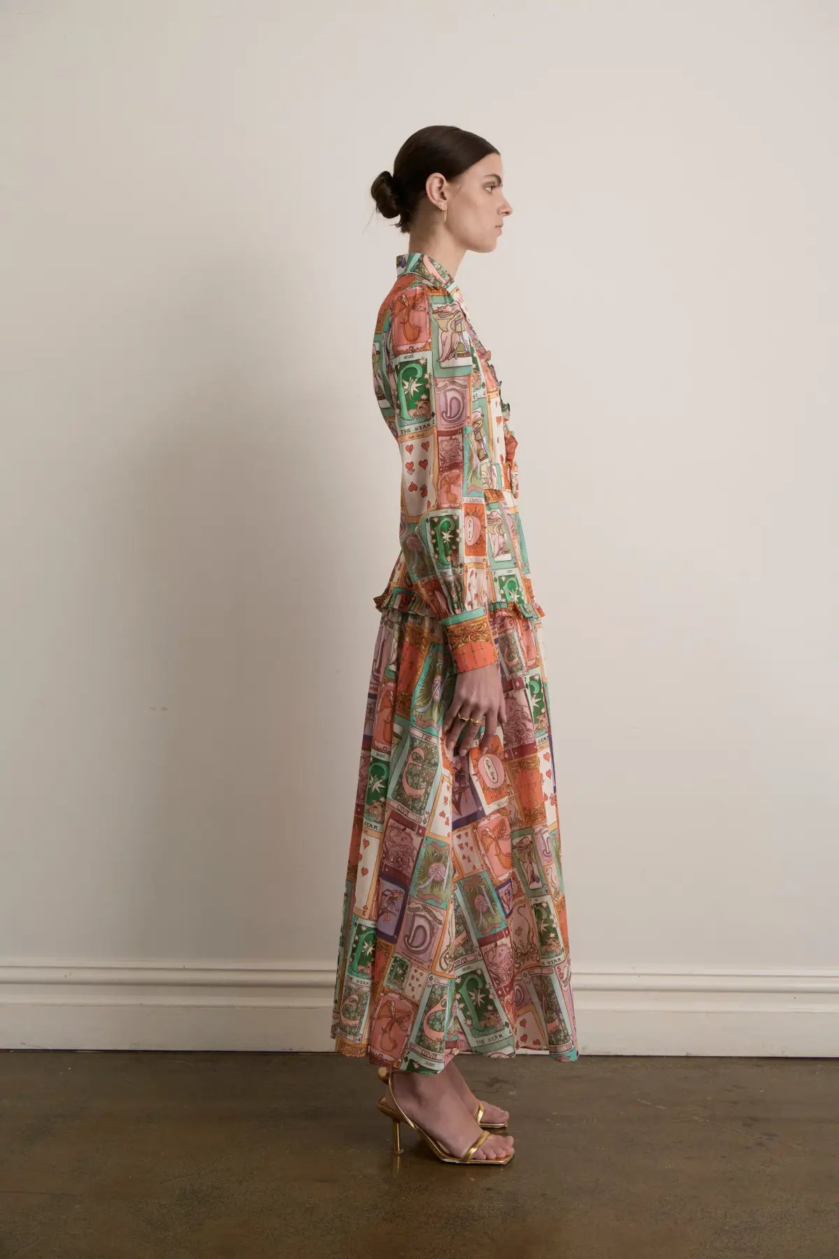 Kate Ford Cairo Long Layered Gown Multi Print Size 3/AU 12 photo 4