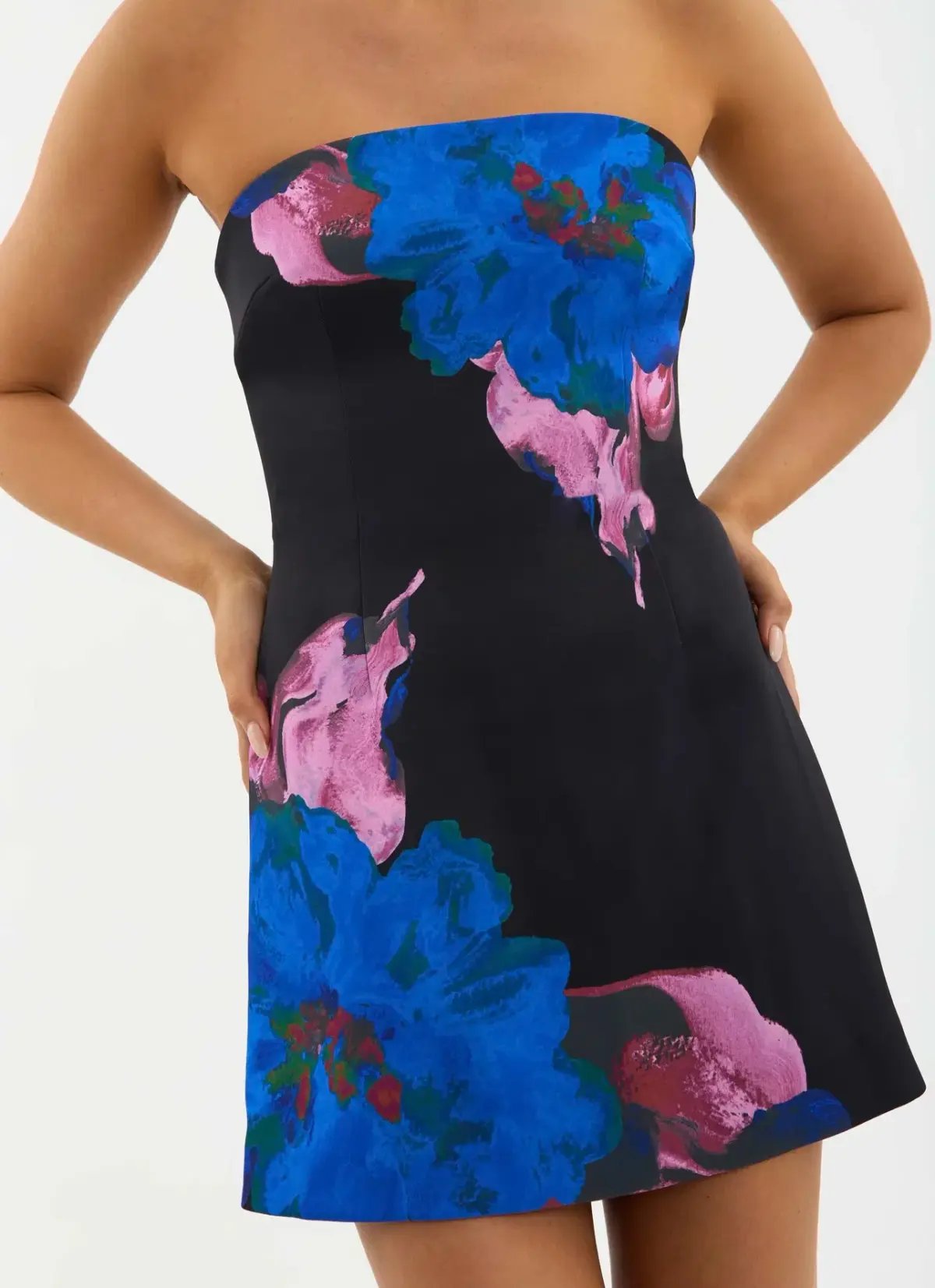 Rebecca Vallance The Acid Bloom Strapless Mini Dress Multi/Floral Size 8 photo 6