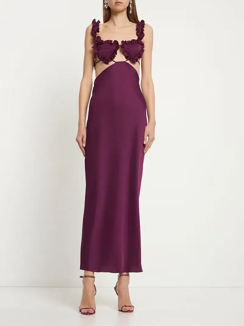 Attico Amber Cutout Satin Midi Dress In Purple Size 6 photo 3