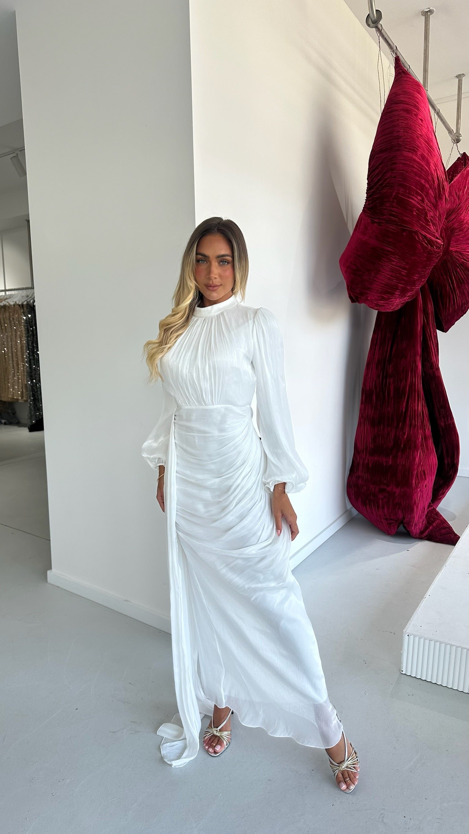 SHIMMY MAXI DRESS WHITE photo 2