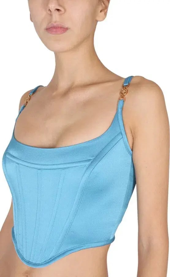 Versace Medusa Corset Top Blue Size AU 10 photo 2