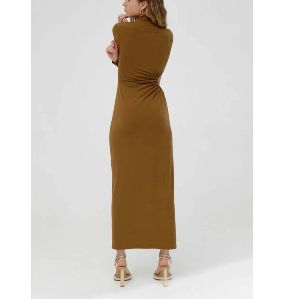Significant Other Liana Long Sleeve Midi Dress Brown Size 8 photo 3