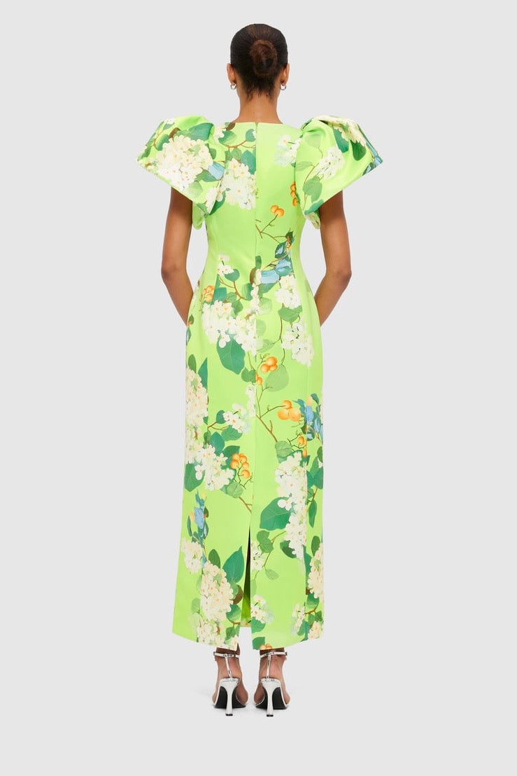 LEO LIN LUCINDA PRINTED MAXI DRESS - HYDRANGEA IN LIME photo 3