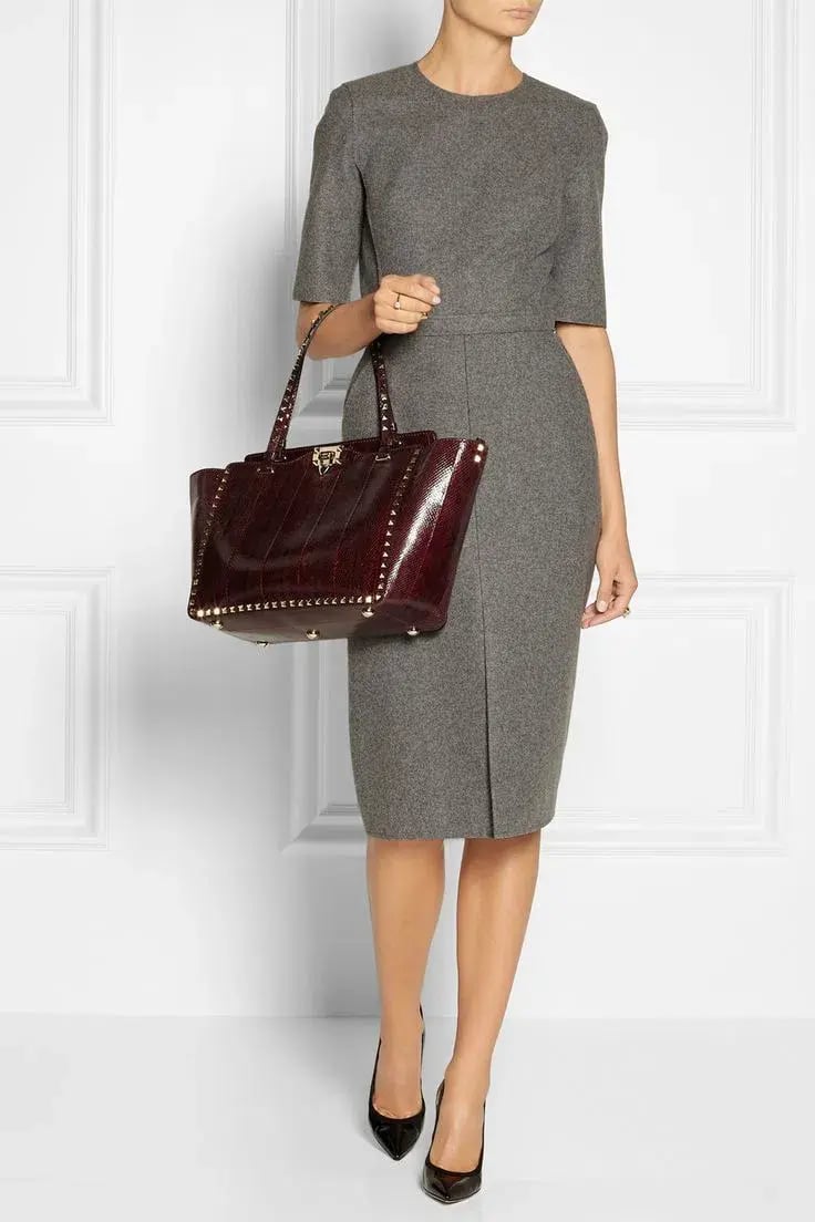 Victoria Beckham Grey wool mid-length dress photo 2