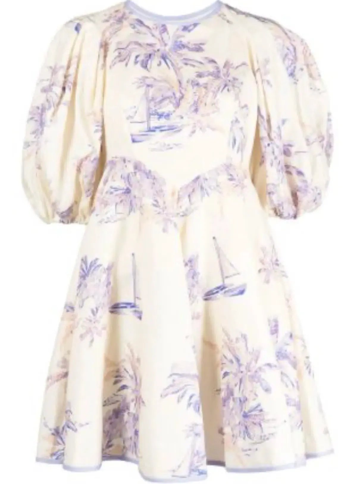 Zimmermann Linen Day Mini in Olive Toile Print Dress Size 2/Au 12 photo 3