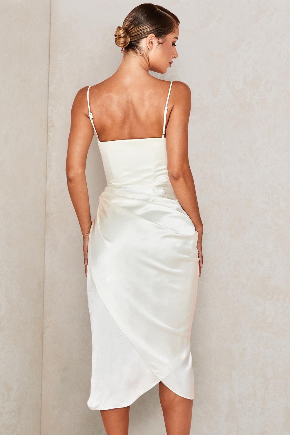 House Of CB Reva Satin Balcony Corset Midi Dress Ivory Size S / Au 8 photo 4