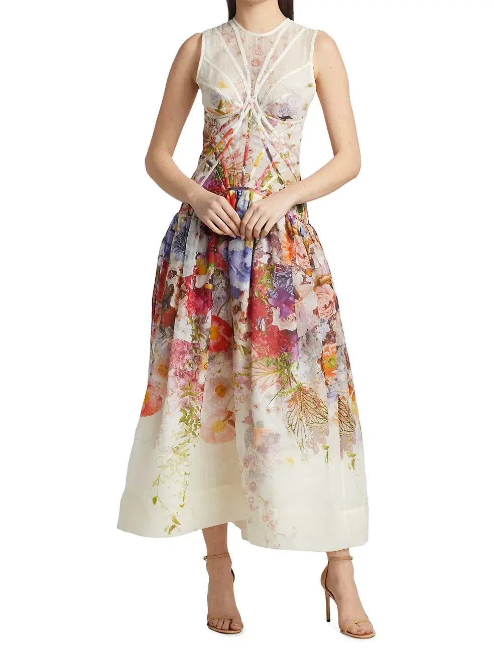Zimmermann Prima Panelled Midi Dress Print Size 2 photo 2