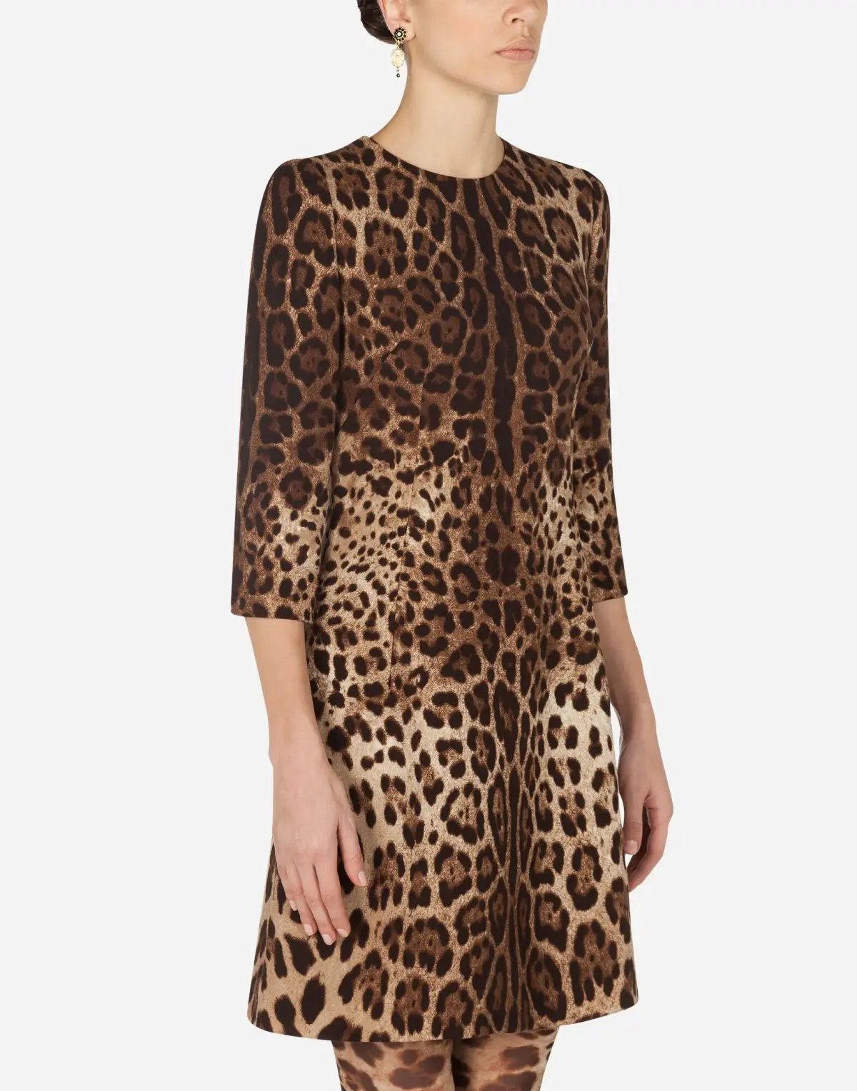 Dolce & Gabbana Double Crepe Mini Dress Leopard Print Size 8 photo 4