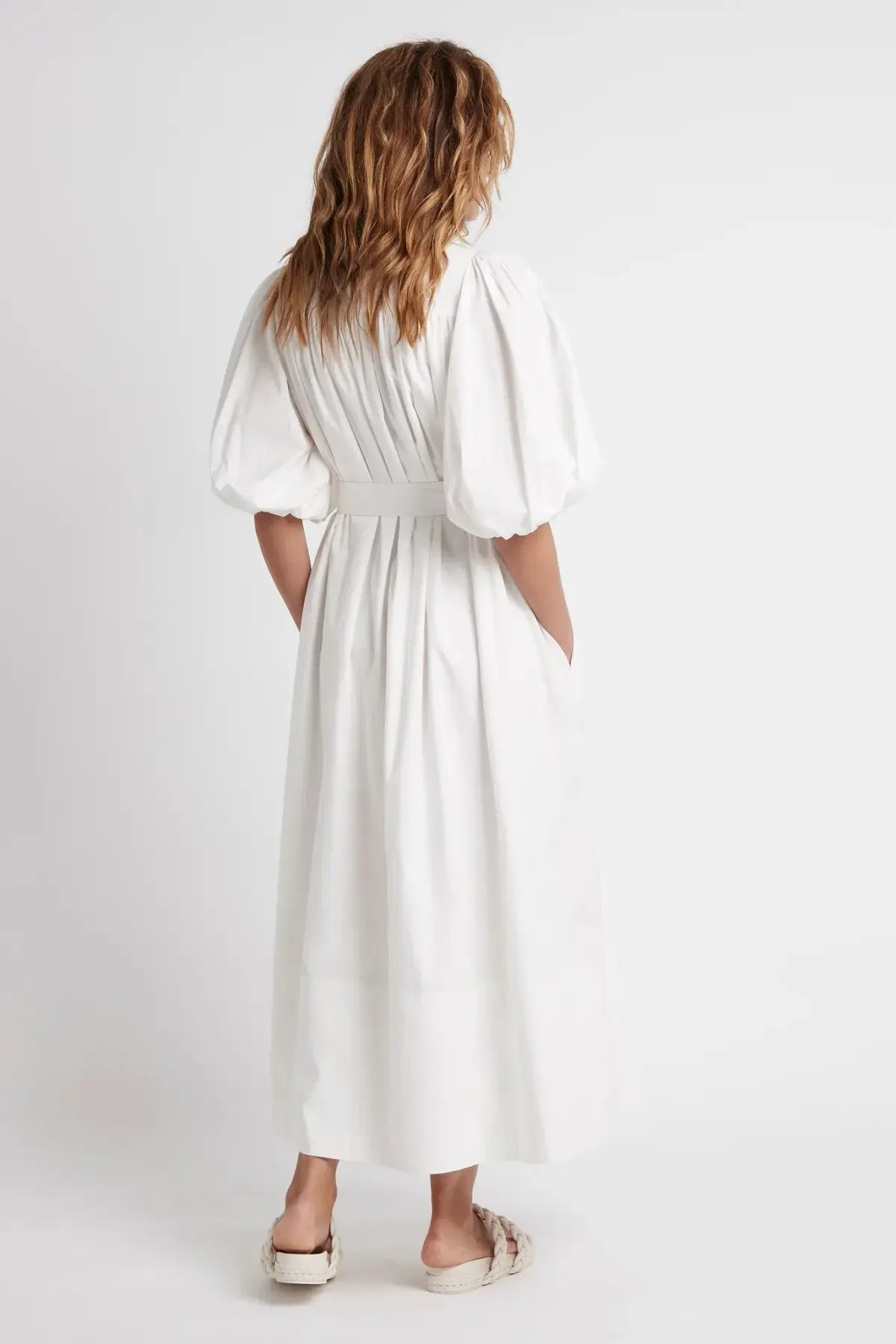 Aje Casabianca Puff Sleeve Shirt Dress White Size 8 photo 2