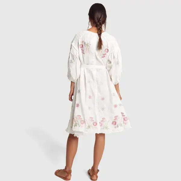 Innika Choo White  Midi Smock Dress Print One Size photo 2