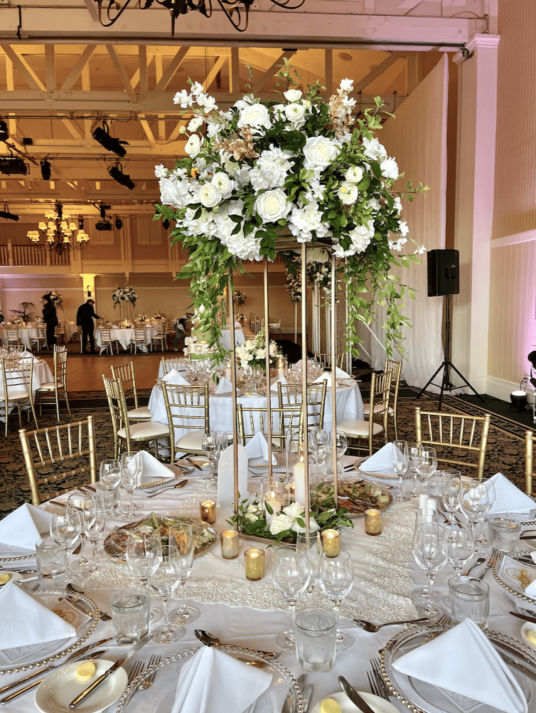 Gold Flower Table Stands 90cmH photo 3