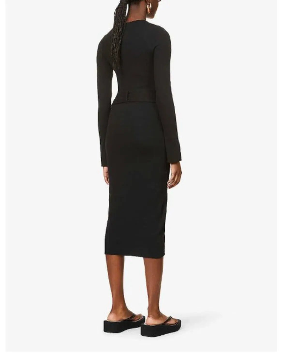 Viktoria & Woods Esplanade Split Sleeve Cotton Midi Dress Black Size 10 photo 3