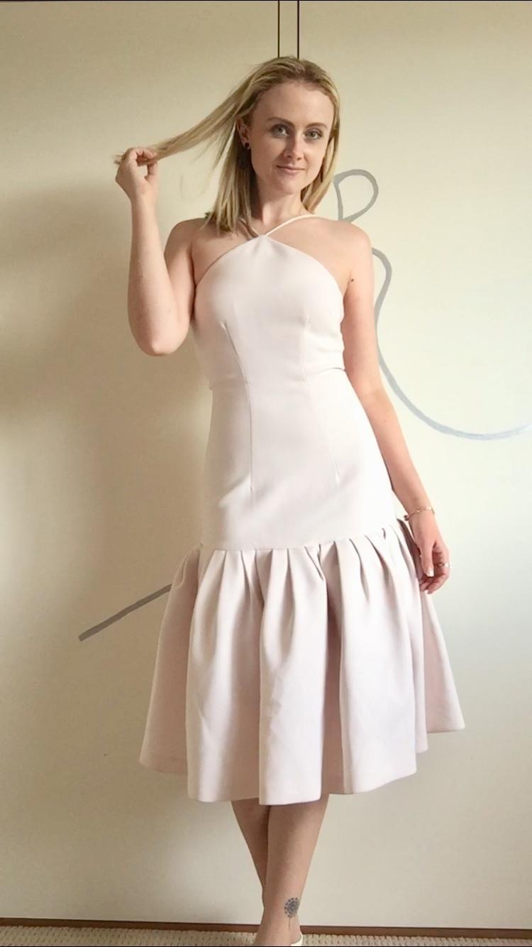 By Johnny Fit and Flare Midi Dress Pale Pink Size 6 photo 2