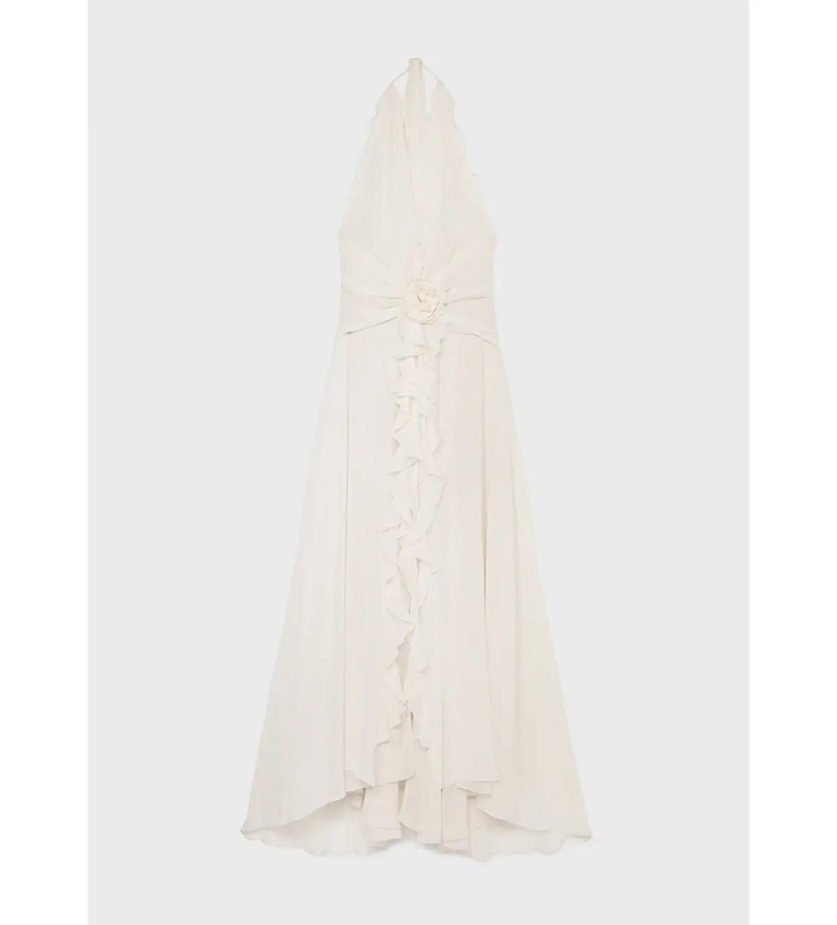 Blumarine Long Georgette Dress White Size 8 photo 3