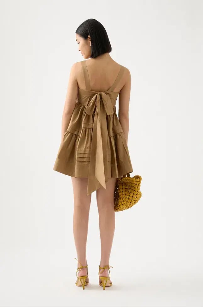 Aje Sight Bow Mini Dress Brown Size 10 photo 3