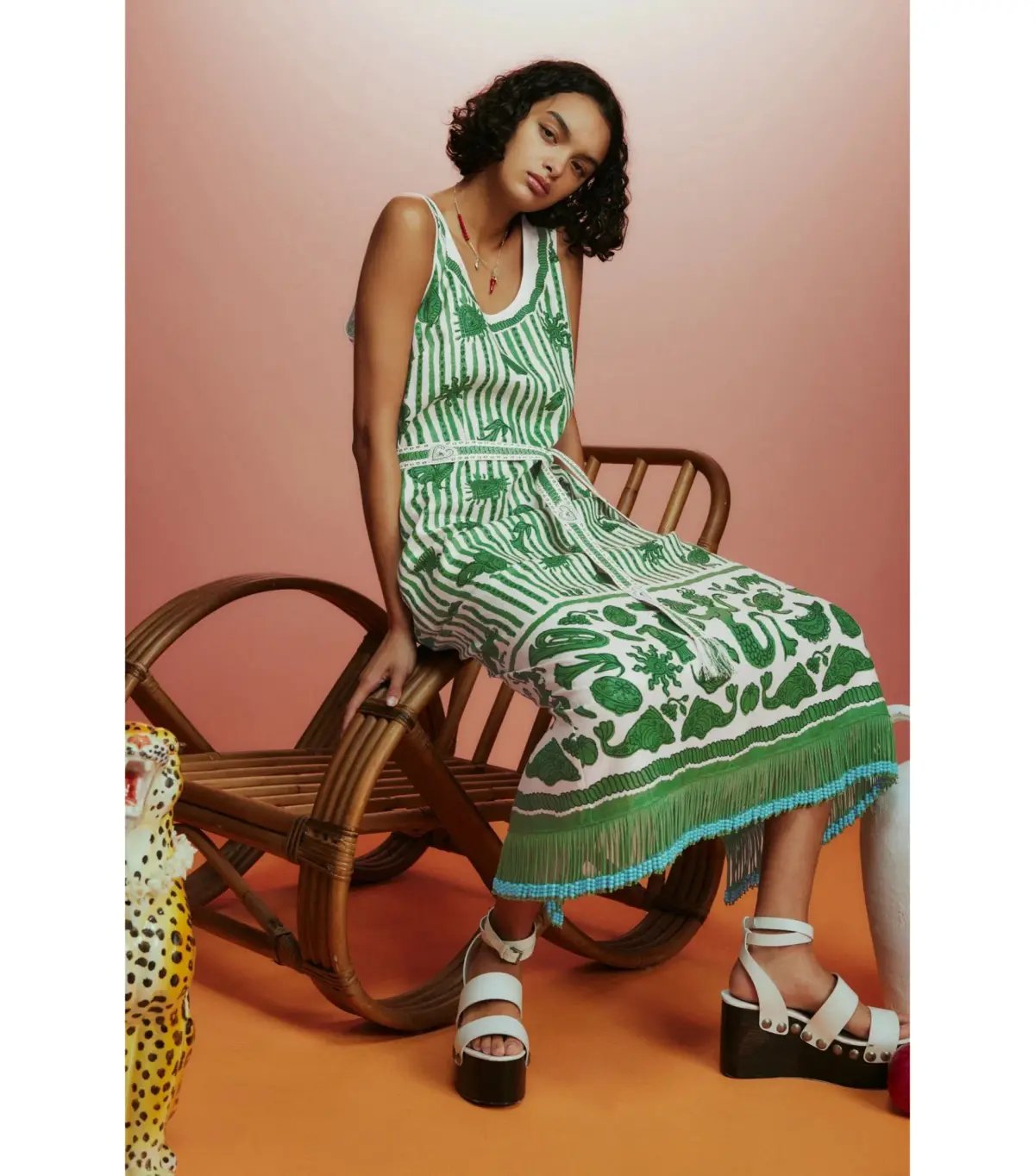 Alemais Lulu Sleeveless Mini Dress Green Print Size AU 10 photo 2