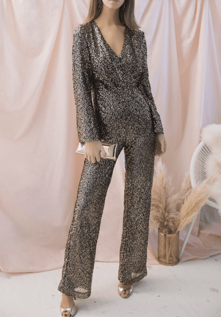 Misha Sharnie Pantsuit Gold Size 10/M photo 4