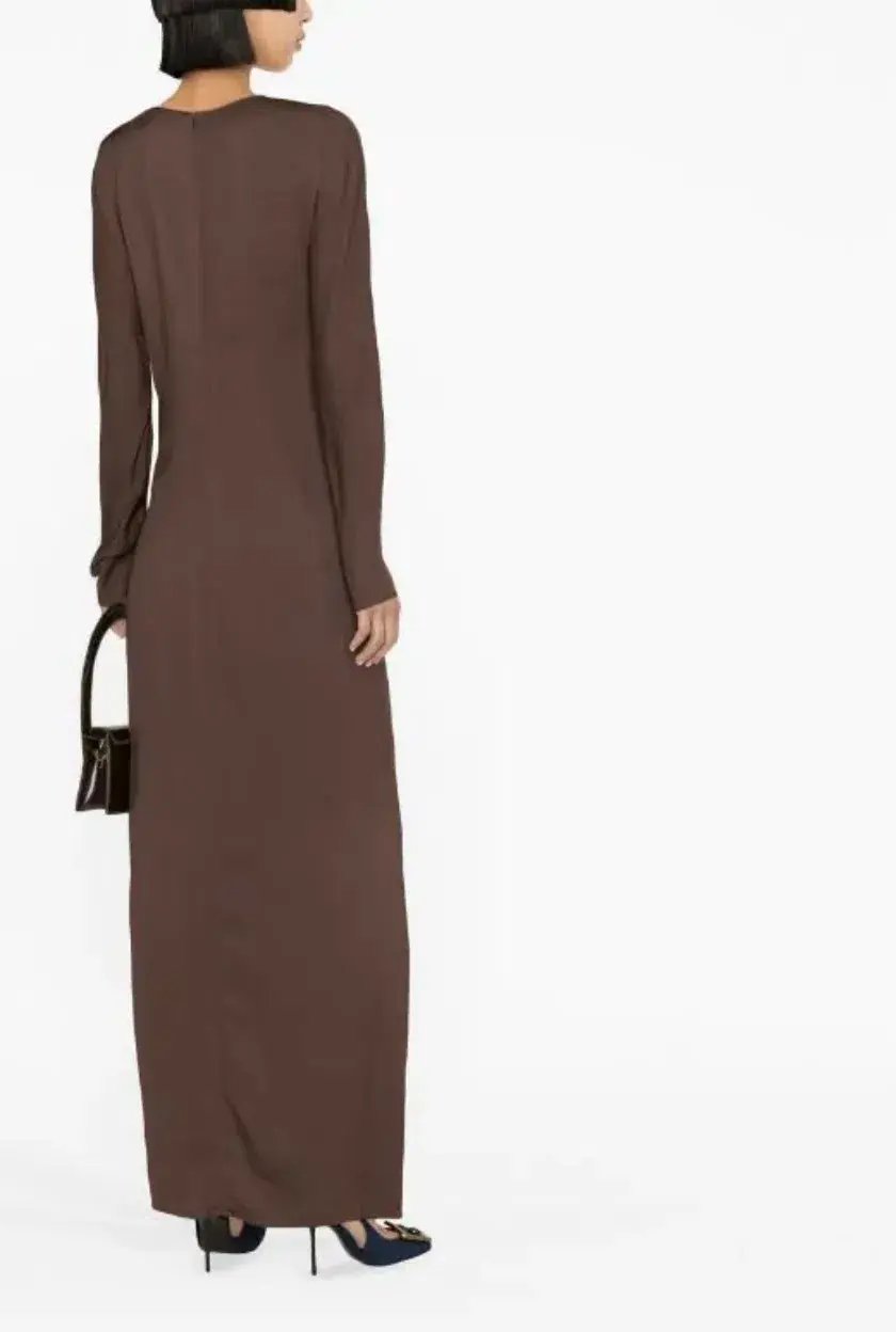 Christopher Esber Ruched Twisted Column Dress in Chocolate Size 6 photo 3