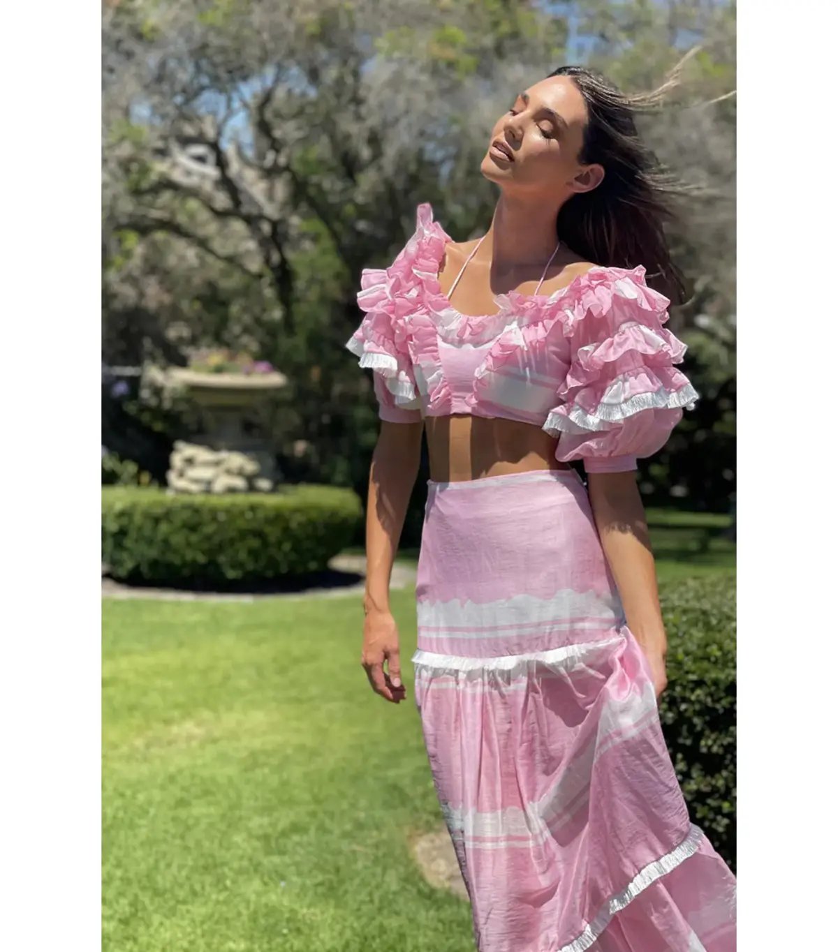 Mackenzie Mode Storybook Top and Maxi Skirt Pink White Set Size 6/XS photo 3