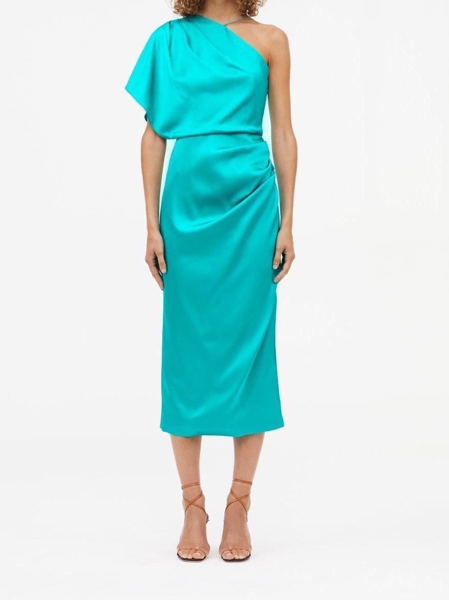 MANNING CARTELL 6MIAMI HEAT OFF THE SHOULDER DRESS TURQUOISE SIZE 6 photo 3