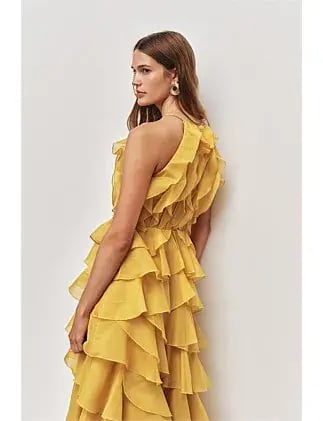 Aje Cleo Gown Chartreuse Size 12 photo 4