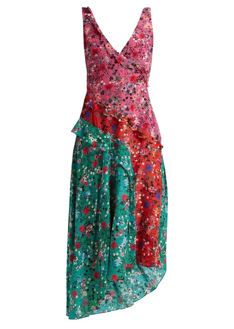 Saloni Aggie Ruffle Midi Dress Print Size 6 photo 3