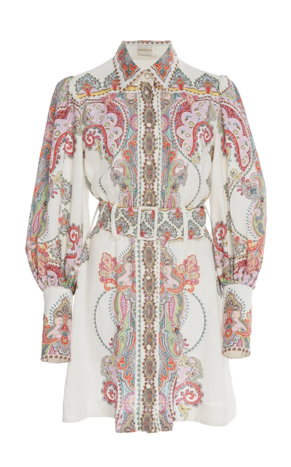 Zimmermann Ninety Six Shirt Dress Print Size 8 photo 3