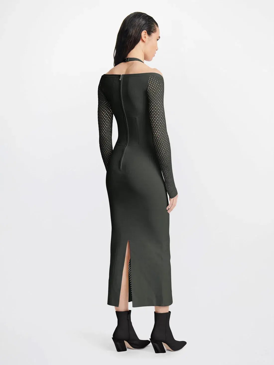 Dion Lee Column Corset Dress Shadow Green Size M / Au 10 photo 3