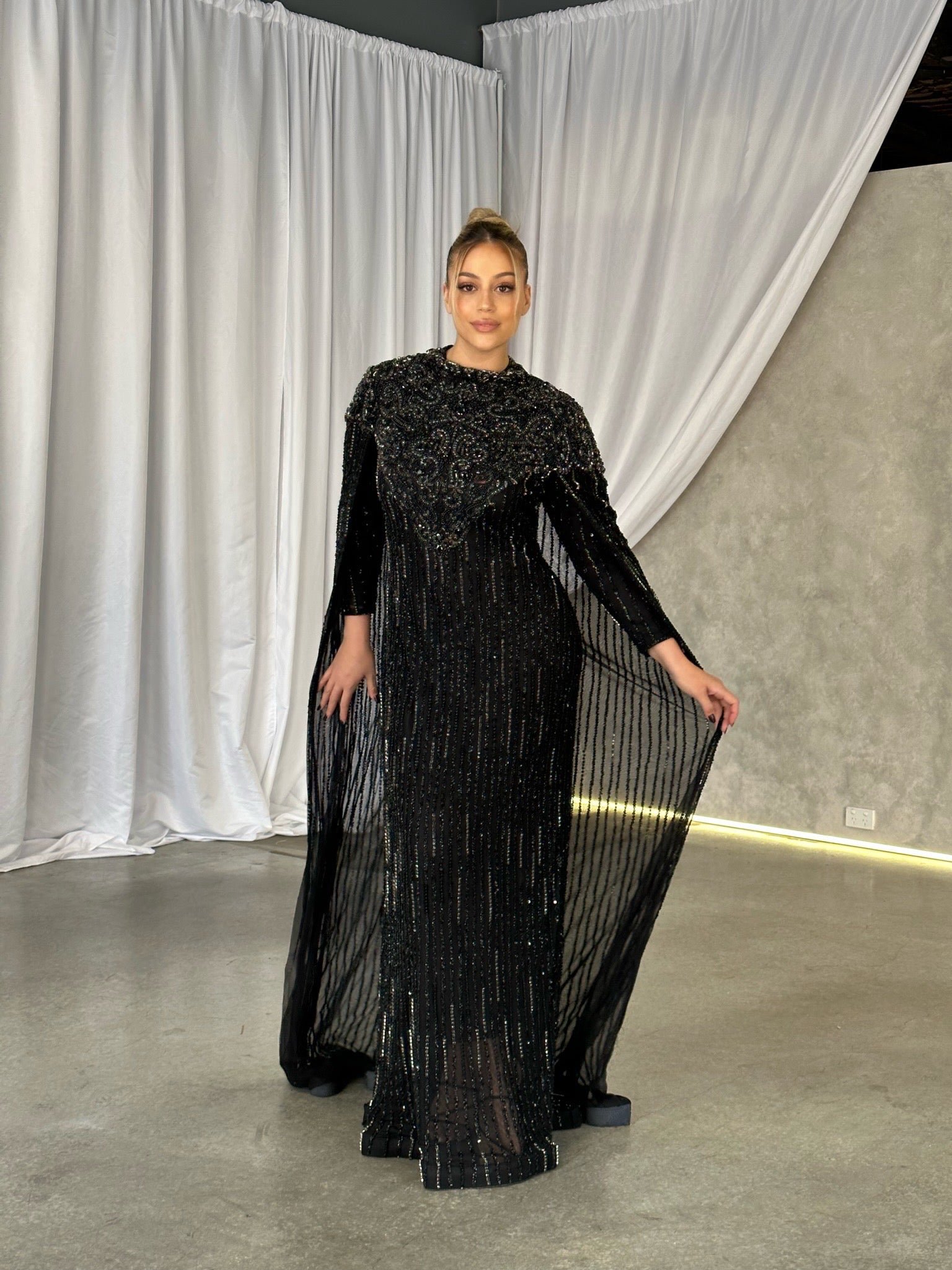 SUE CAPE GOWN BY MY SECRET WARDROBE BLACK photo 5