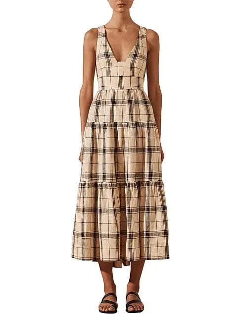 Shona Joy Indra Plunged Crossback Midi Dress Print Size 6 photo 2