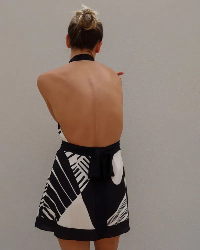 Sir the Label Realisme Wrap Halter Mini Dress Papier Print Size 1 / AU 8 photo 5
