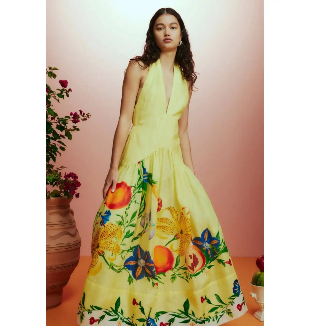 Alemais Dahlia Halter Gown Lemon Size AU 8 photo 2