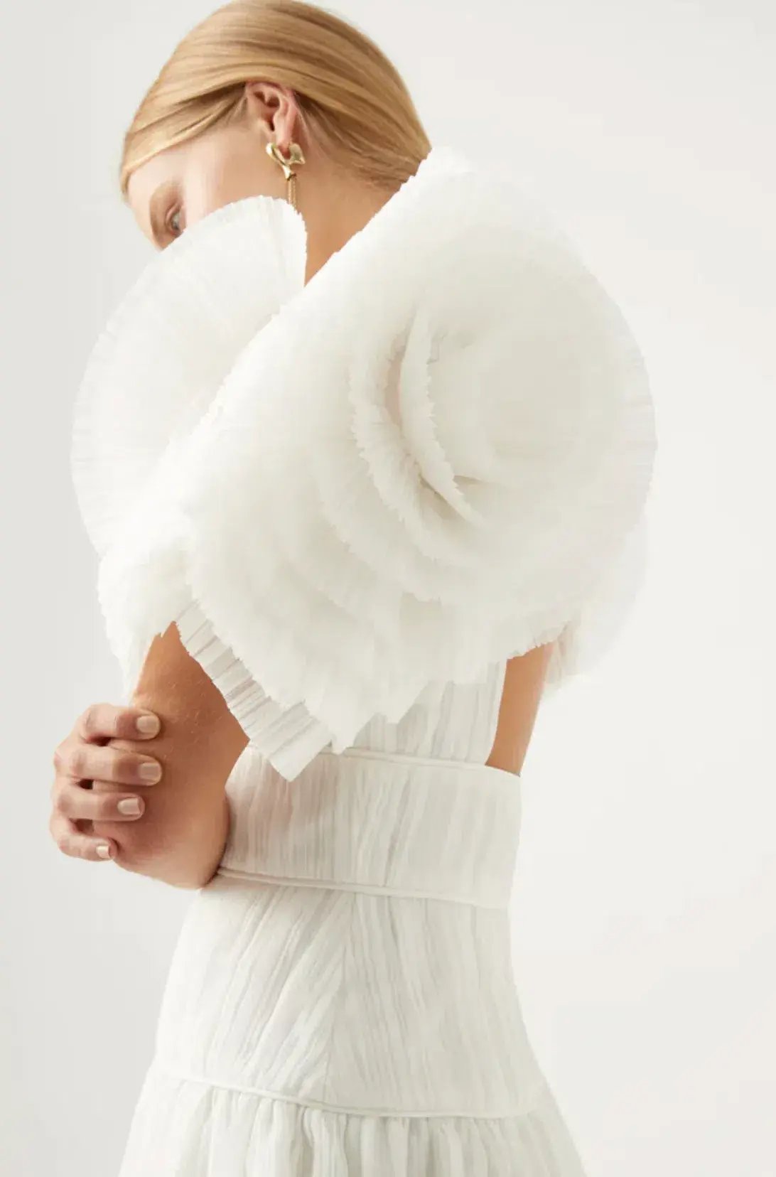 Aje Expressive Pleated Maxi Dress Ivory Size 8 / S photo 4