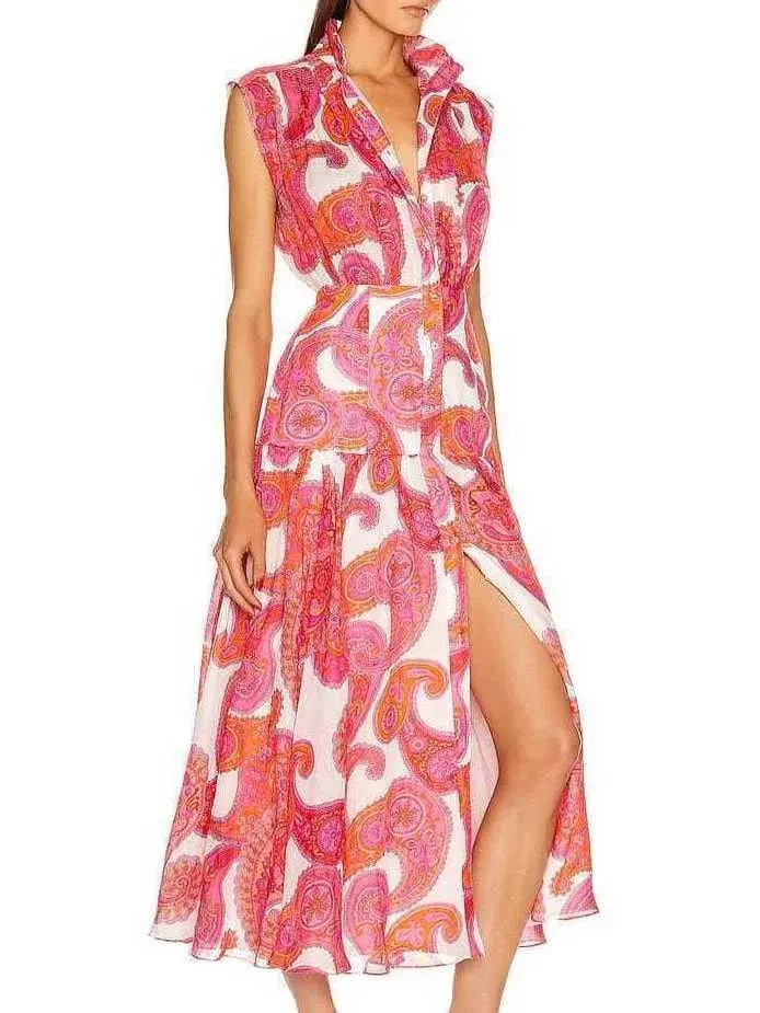 Zimmermann Peggy Paisley Sleeveless Shirt Dress in Magenta Size 2 / AU 12 photo 4