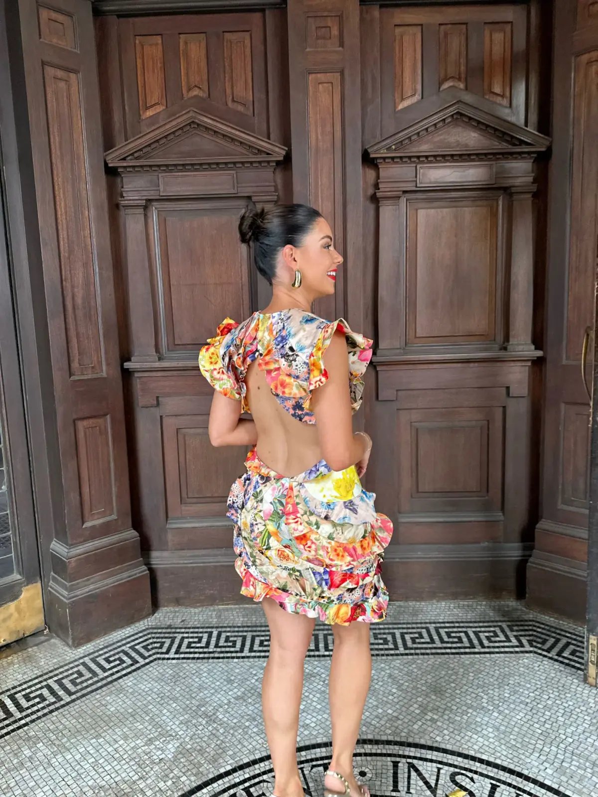 Zimmermann The Wonderland Frill Mini Dress in Spliced Multi Floral Size 1 / Au 10 photo 2