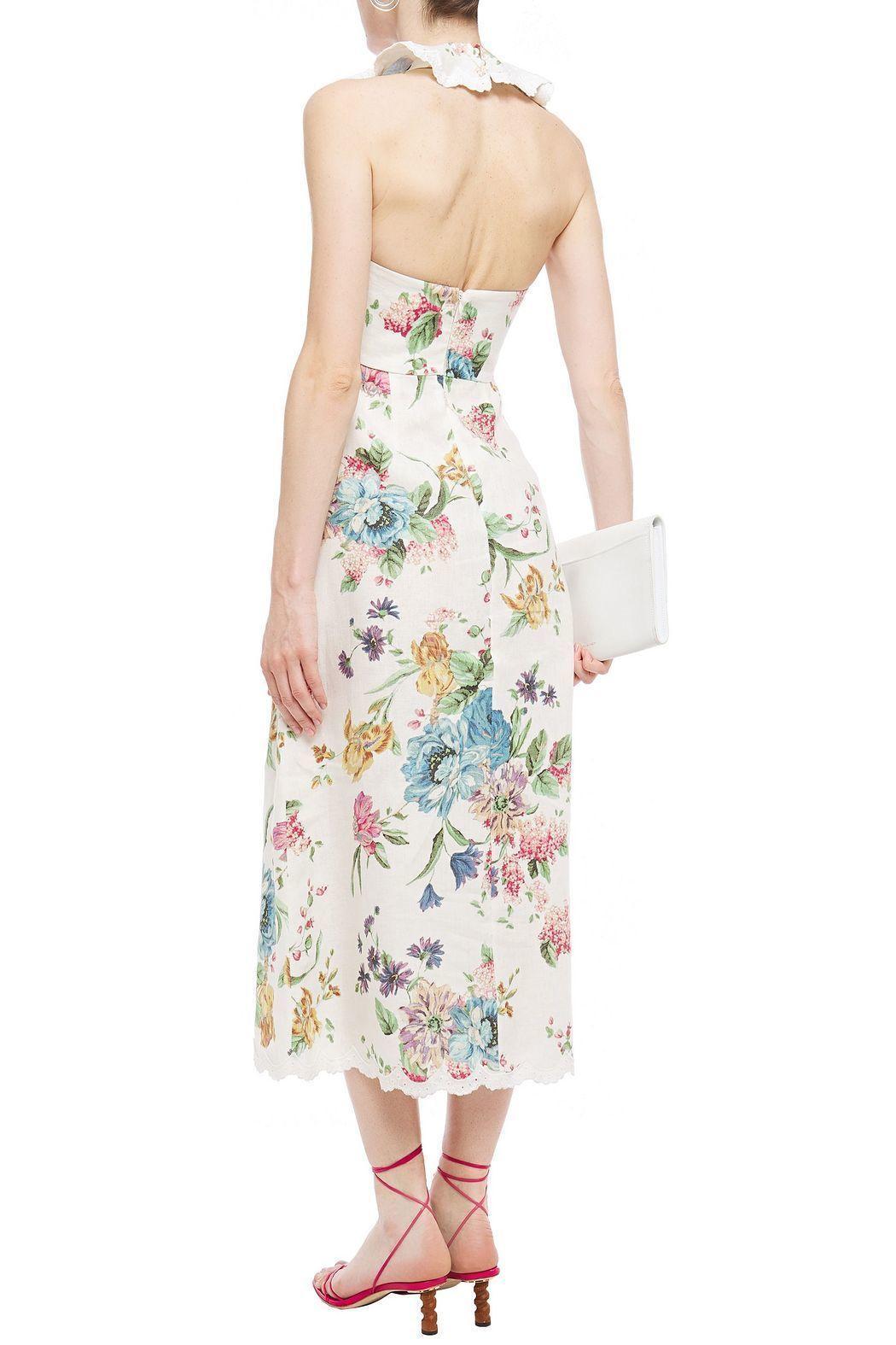 Zimmermann Ninety-Six Casacade Midi Dress Cream Blossom Size 8 photo 2