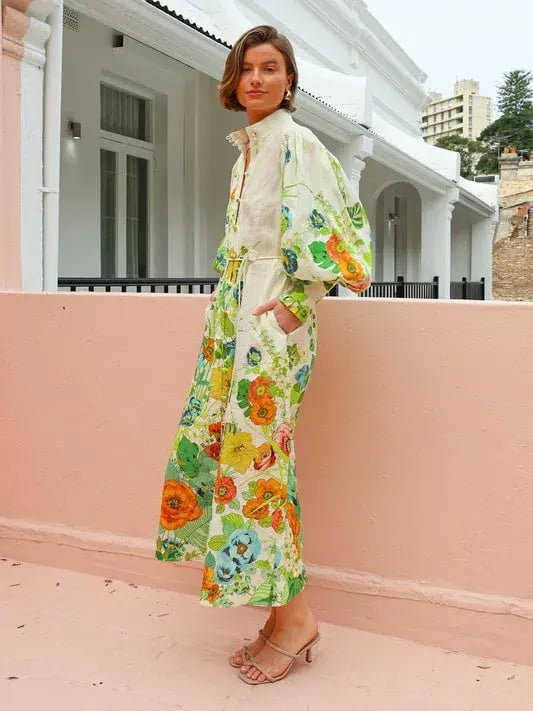 Alemais Constance Midi Shirtdress Floral Size 14 photo 3