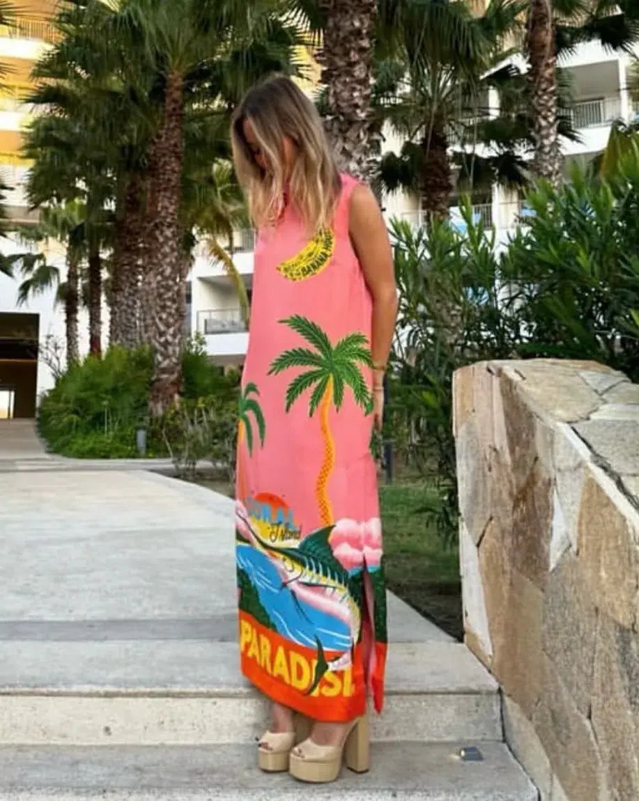 Alemais Paradiso Silk Midi Dress Pink Multi Size 6 photo 4