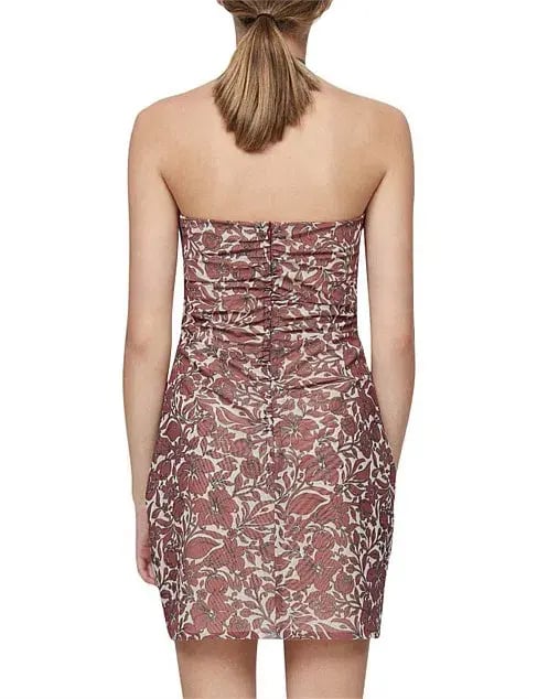 Bec & Bridge Priya Strapless Mini Dress Hibiscus Print Size 8 photo 3