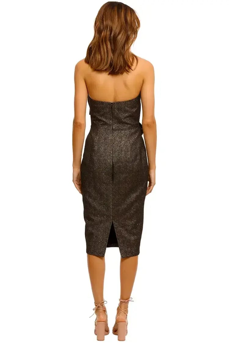 Elle Zeitoune Stella Strapless Midi Dress in Brown Size 10 photo 3