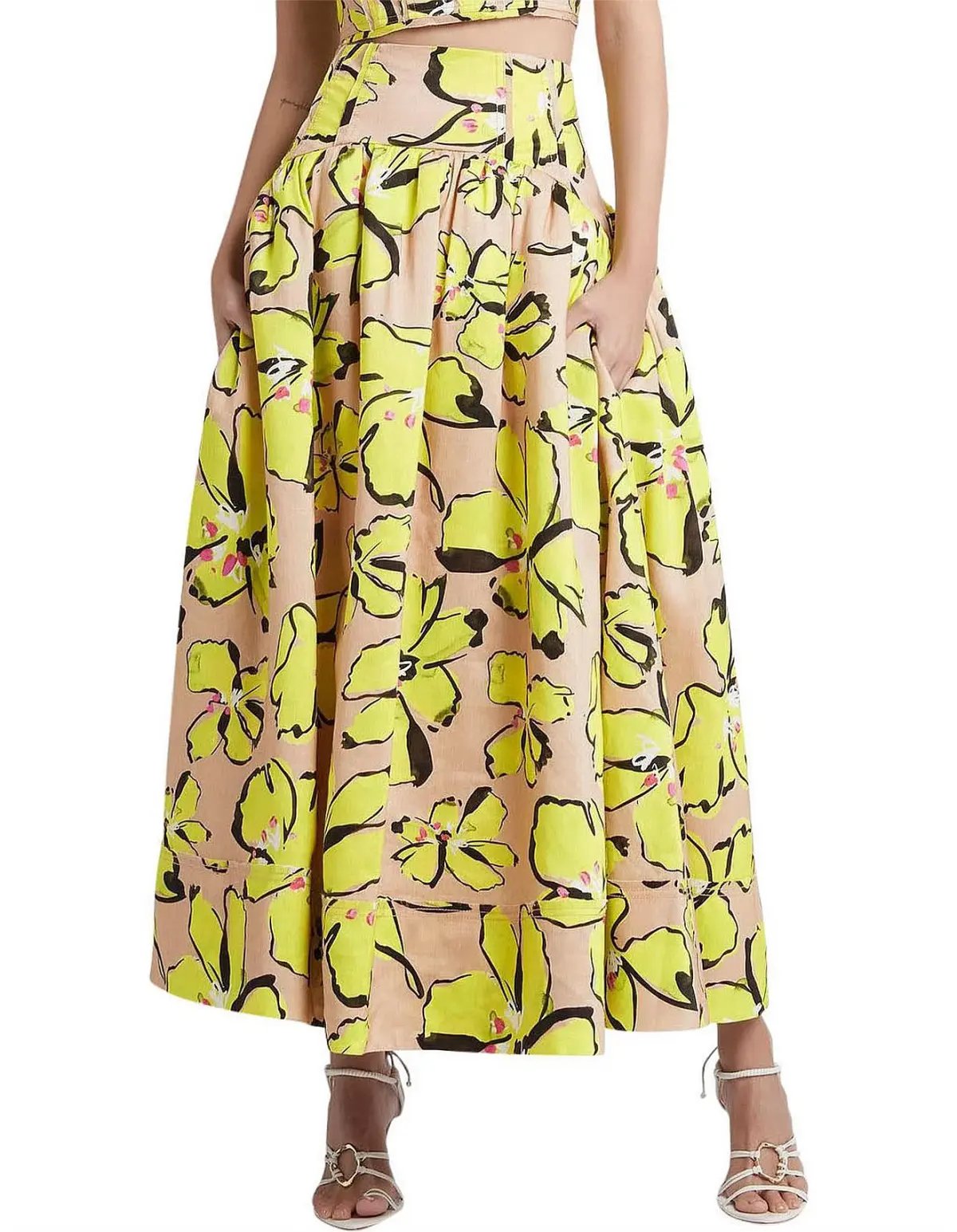 Aje Pelicano Midi Skirt Citrus Bloom Size AU 8 photo 2