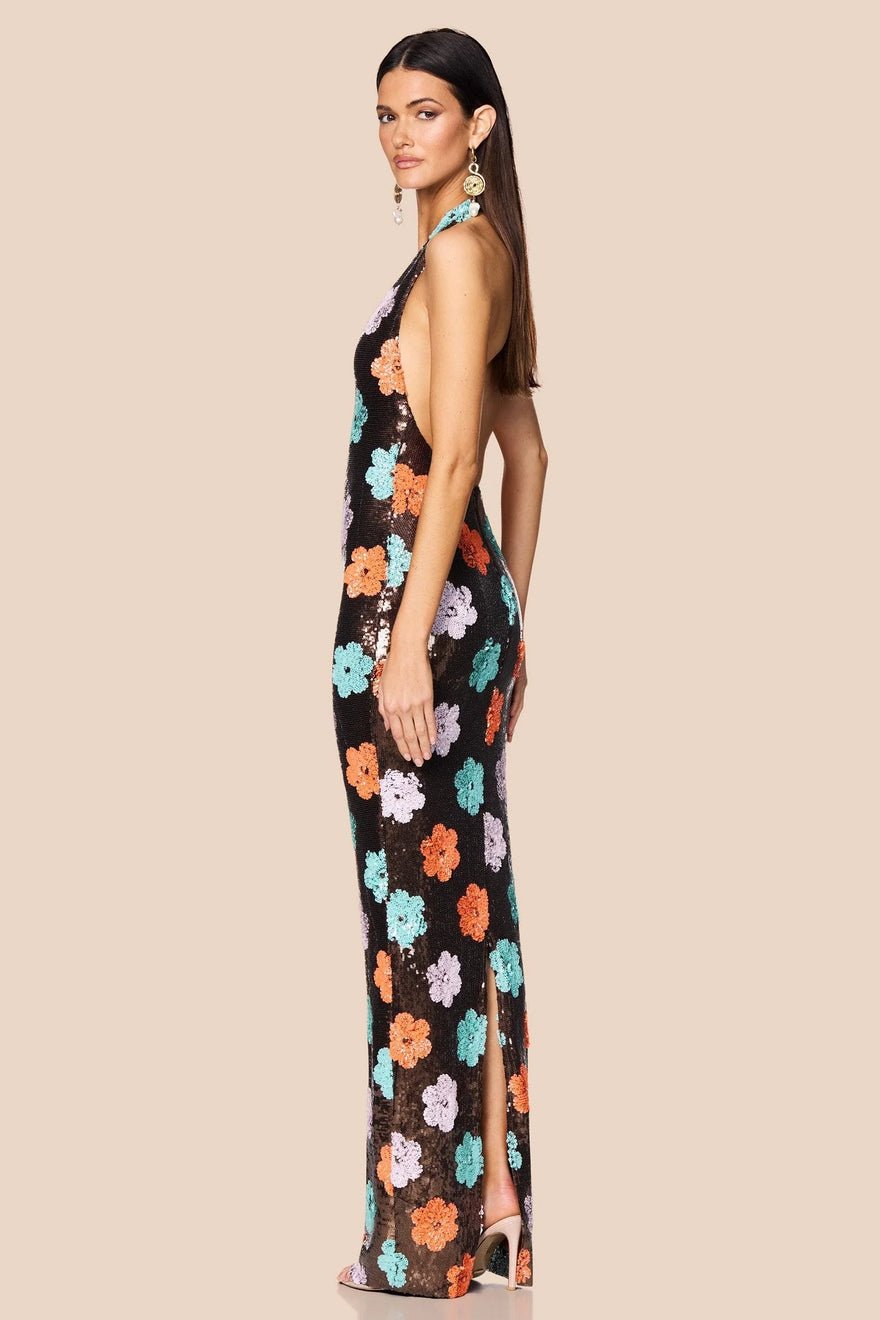 Nookie Sienna Halter Gown - Floral Sequin photo 2