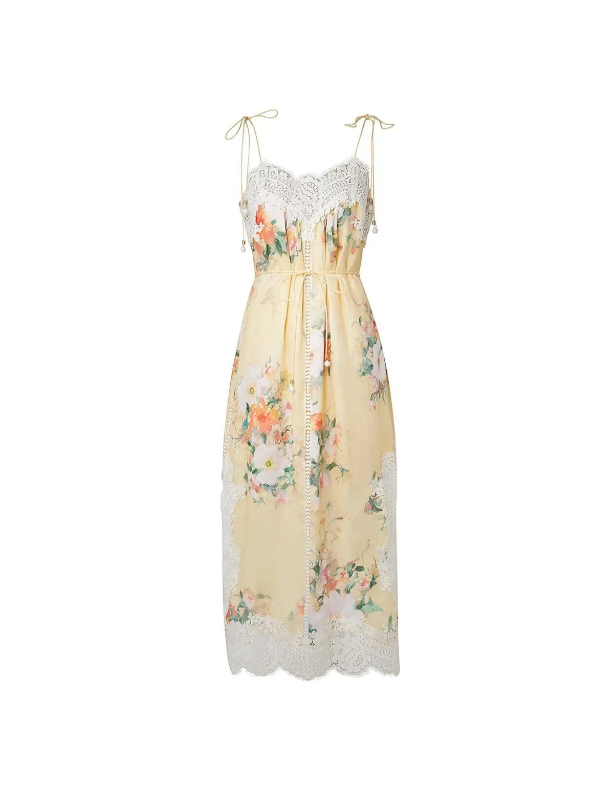 Zimmermann Everley Lace Slip Midi Dress Yellow Size 4 / AU 16 photo 9