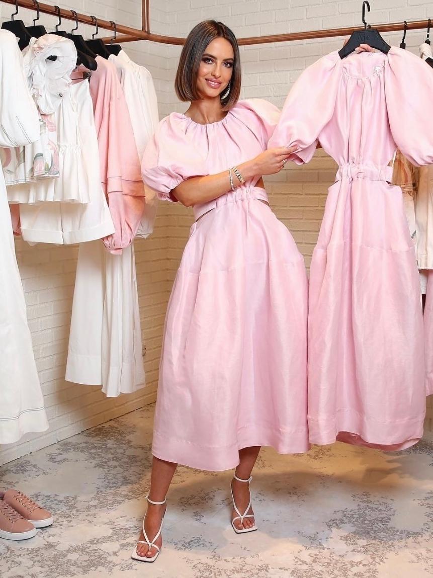 Aje Mimosa Cut Out Midi Dress Pink Size 6 photo 2