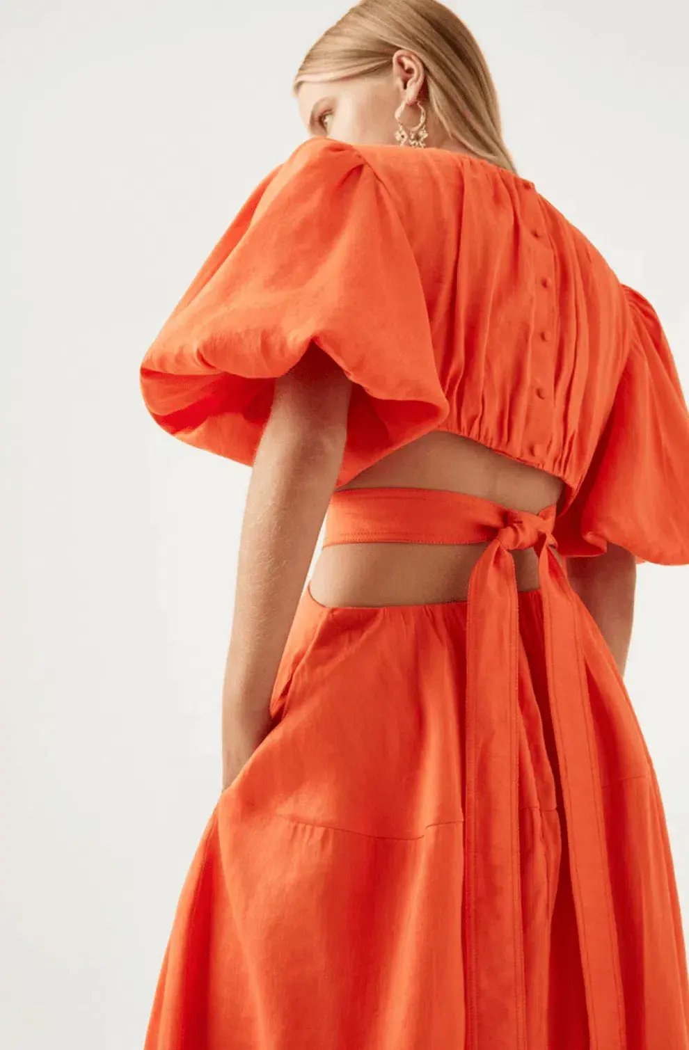 Aje Cosette Tie Back Midi Dress Orange Size 6 photo 3