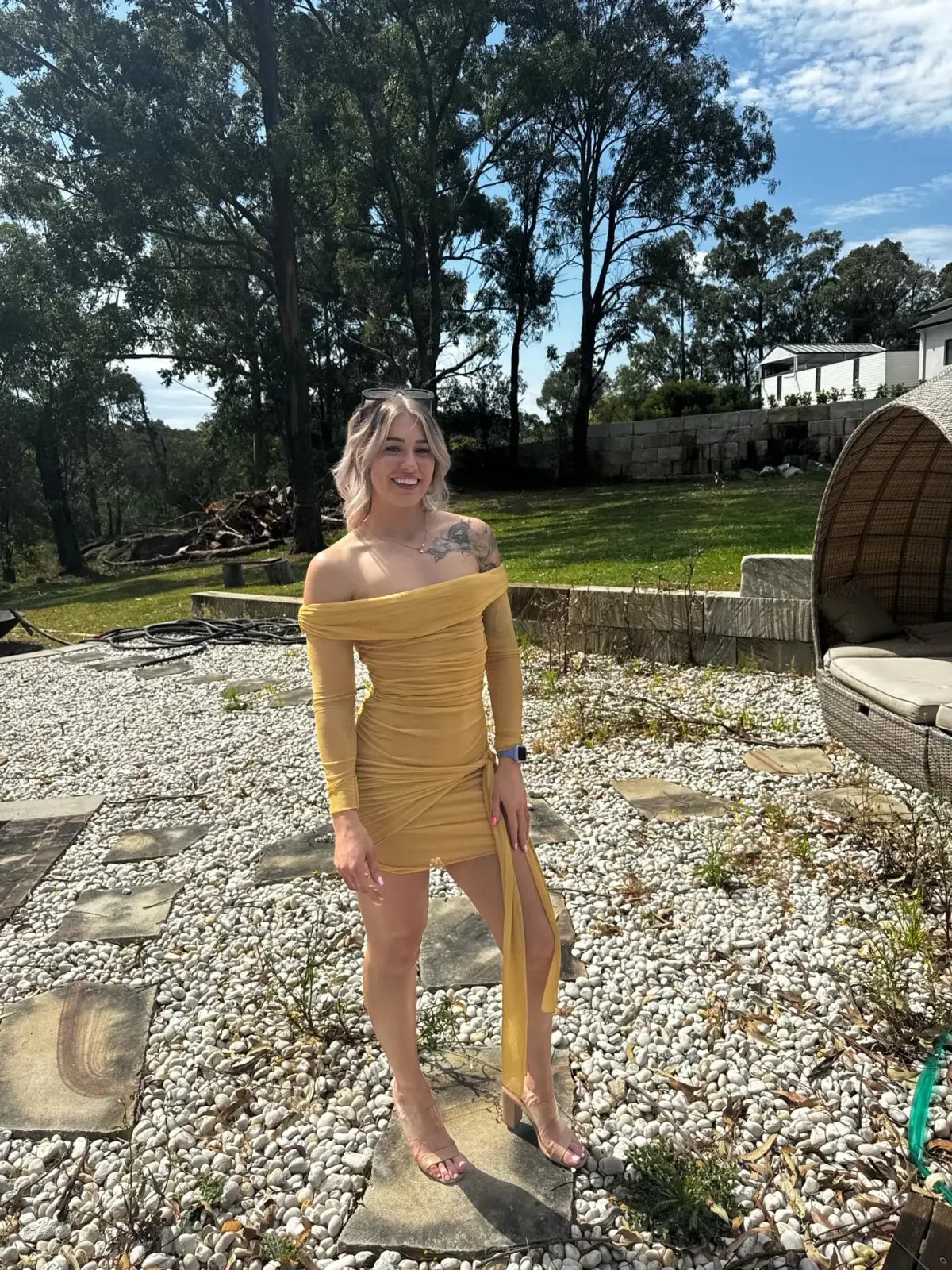 BENNI - Yasmin Mini Dress in Mustard Size AU 8 photo 3