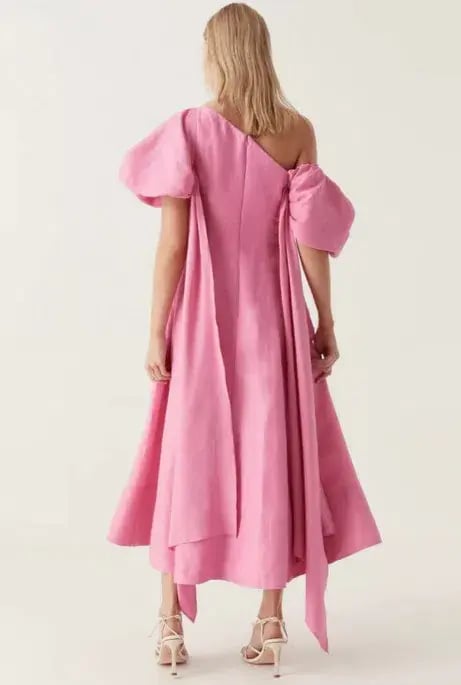 Aje Arista Tulip Sleeve Midi Dress Pink Size 8 photo 2