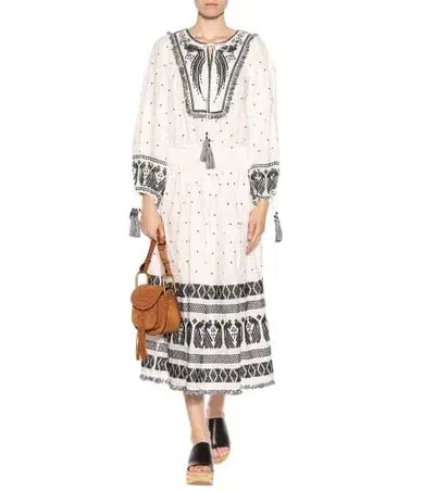 Zimmermann Divinity Midi Embroidered Linen Dress White/Black Size 0 / 8 AU photo 5