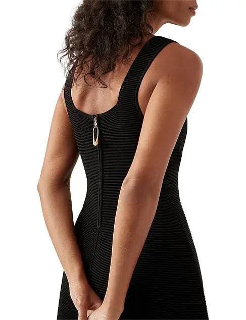 Aje Sylvette Knit Midi Dress Black Size AU 10 photo 3