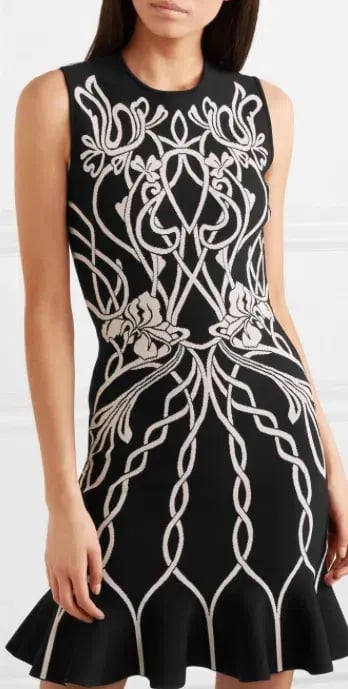 Alexander McQueen Jacquard Knit Mini Dress Black Size 10 photo 2